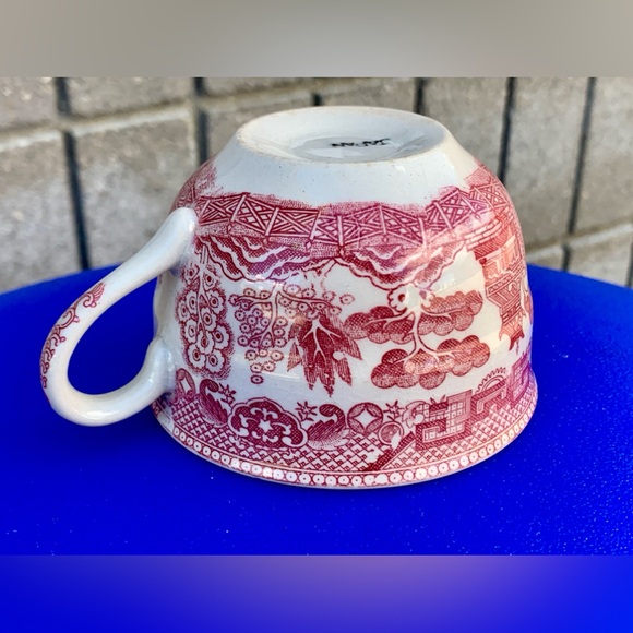 Post WWII Japan Antique Red Willow Chinoiserie Transferware Teacup - Picture 14 of 16